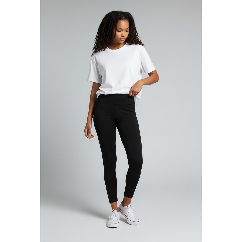 Time and Tru High Rise Leggings Women S Black 3-Pack Cotton Stretch Ankle 27 in - Picture 3 of 5